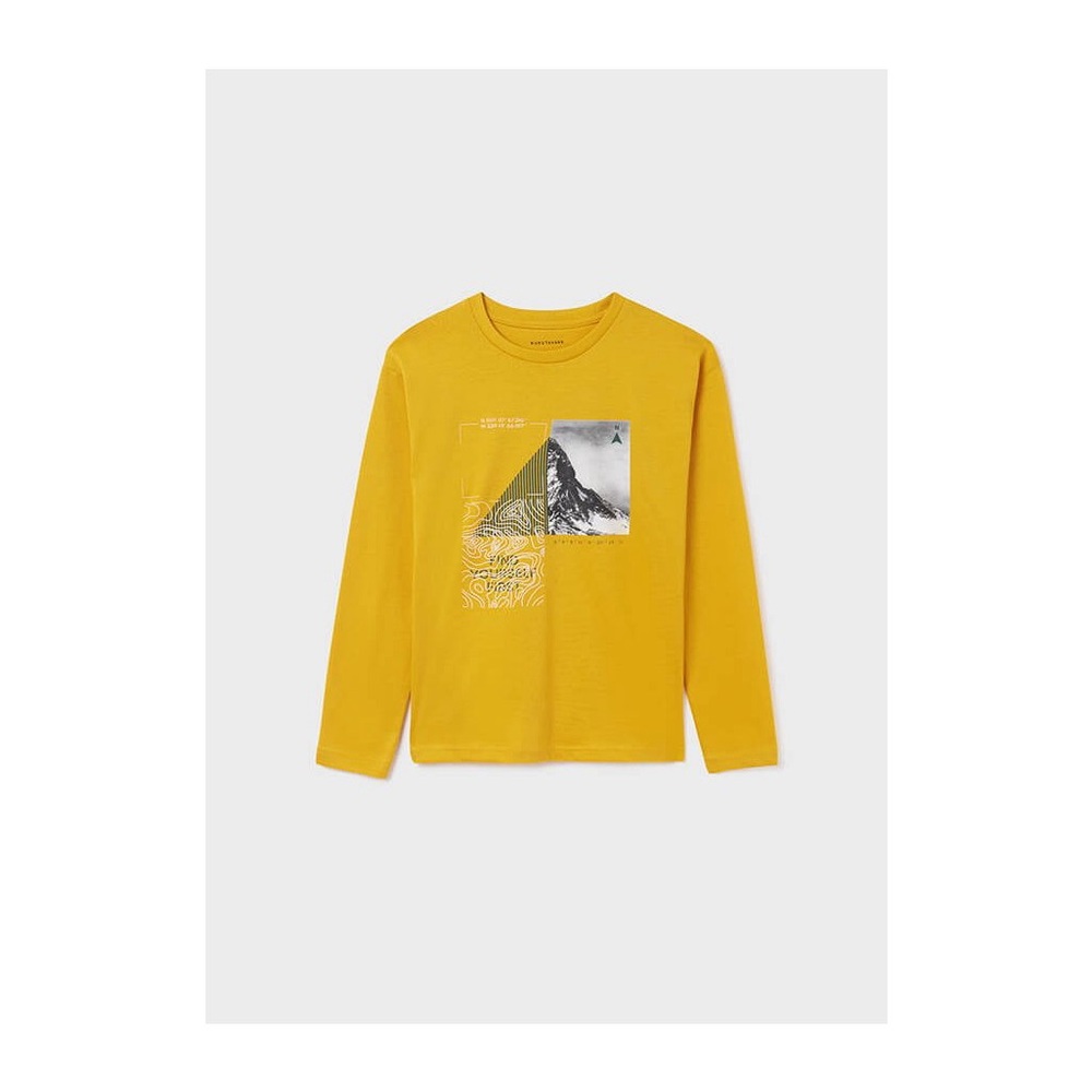 Size 16 Boys Mayoral Mustard Long Sleeve Tee with Graphic